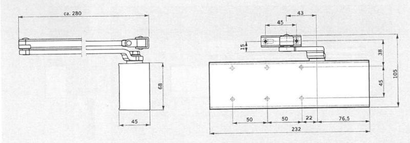 Dorma TS72 Door Closer Dimensions: